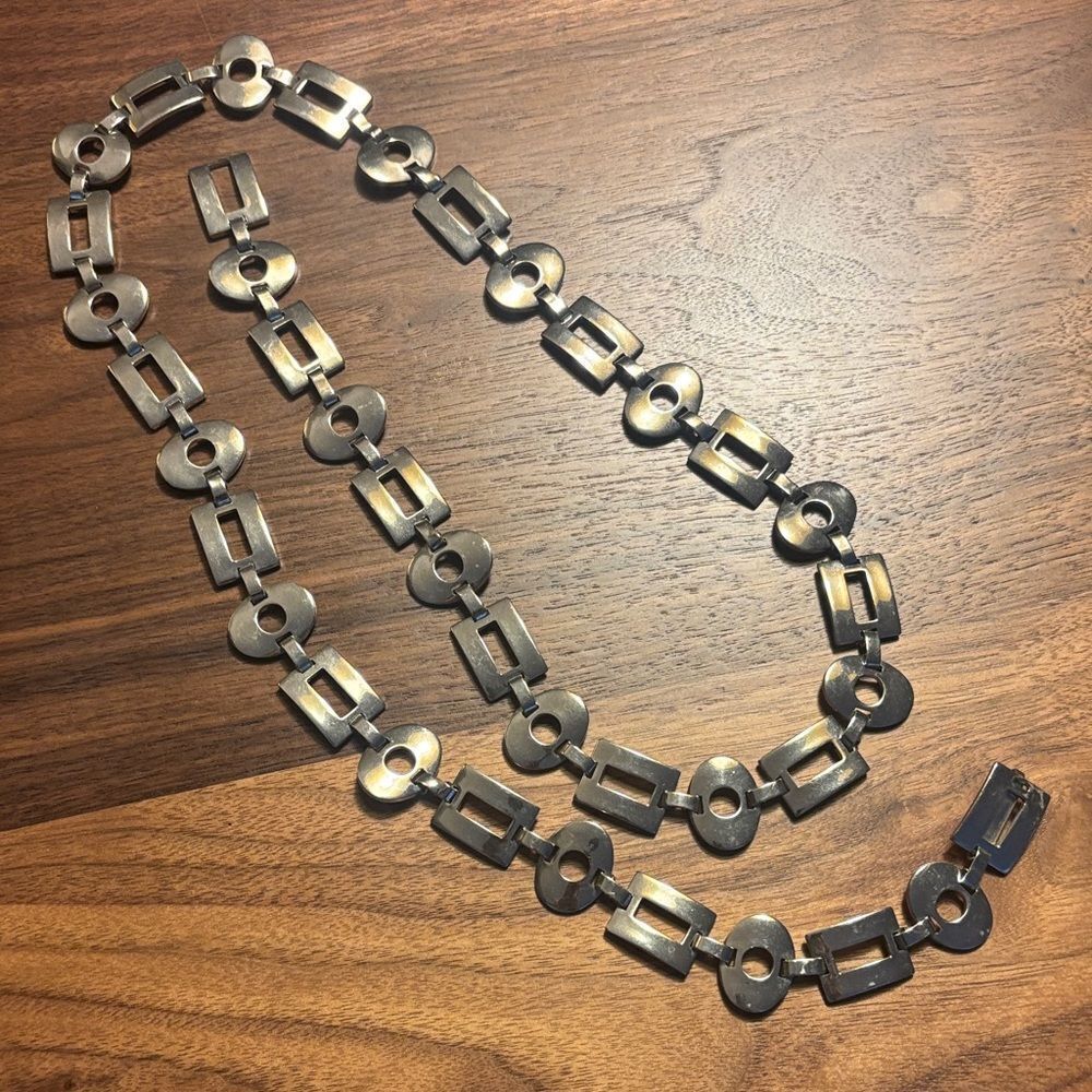 Vintage Silver Geometric Chain Belt